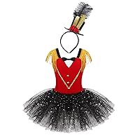 ACSUSS Circus Ringmaster Cosplay Outfit for Girls Halloween Party Costume Tutu Dress with Steampunk Top Hat