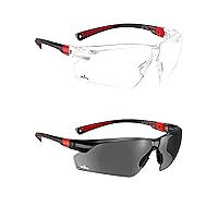 NoCry Clear Safety Glasses for Men and Women; Lightweight Work Glasses with Adjustable Arms and No-Slip Grips & Safety Sunglasses with Green Tinted Wraparound Lenses; Adjustable Arms & No-Slip Grips