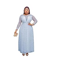 Embroidered Maxi Mesh Dress Plus Sizes Long Sleeve Plus Size Dresses Plus Size Summer Dresses Plus Size Womens Clothing