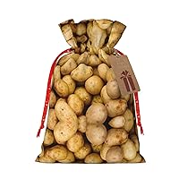 MQGMZ Garden Potatoes Print Christmas Drawstrings Bags For Xmas Party Favors Christmas Supplies Gift Bags