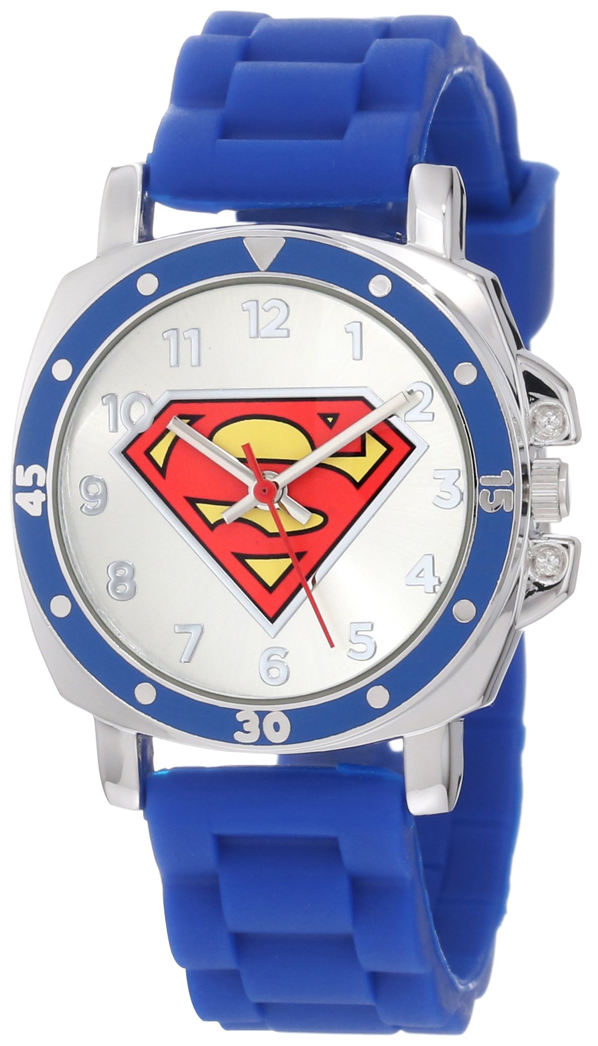 Accutime Superman Kids' SUP9012 Blue Rubber Superman Logo Strap Watch