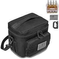 DBTAC Tactical Lunch Bag for Men Women, 12 Cans Insulated Lunch Box for Adult | 9L Leakproof Lunch Cooler Tote for Work Office Outdoor Travel | Soft Easy To Clean Liner x2, Black