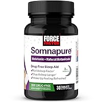 Force Factor Somnapure Drug-Free Sleep Aid for Adults with Melatonin, Valerian Root, and Lemon Balm, Non-Habit-Forming Sleeping Pills, Fall Asleep Calm at Night, Wake Up Refreshed, 30 Tablets