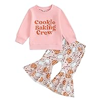 CIYCUIT Toddler Baby Girl Halloween Outfits Letter Print Sweatshirt Bell Bottoms Fall Clothes