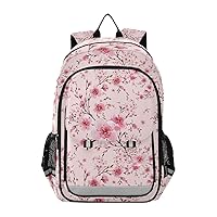 ALAZA Pink Cherry Blossom Flower Floral Laptop Backpack Purse for Women Men Travel Bag Casual Daypack with Compartment & Multiple Pockets