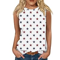 American Flag Tank Tops Women Patriotic Shirt Tie Dye Stars Stripes Print Sleeveless T-Shirt 4th of July Tee Tanks