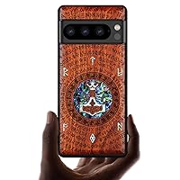 Carveit Designer Wooden Case for Google Pixel 8 Pro Case Cover [Wood Engraving & Shell Inlay] Compatible with Wireless Chargers Pixel 8 Pro Case (Thors Hammer-Red Wood)