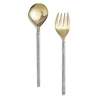 American Atelier Party Essentials Salad Serving 2-Piece Stainless Steel Set with Decorative Handles Perfect for Salad Lovers, Parties, Entertaining, Gifts and More, Glitter Gold, Medium, 326803-2GSS