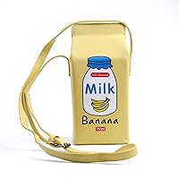Fruits Banana Strawberry Milk Box Cross Body Purse Bag Women Phone Wallet Shoulder Bags