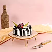Resin Cake Pastry Pie Stand with Stainless Steel Cake Pastry Server for Serving (Beige)