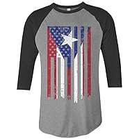 Threadrock Puerto Rico American Flag Unisex Raglan T-Shirt