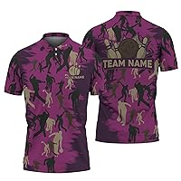 Bowling Polo Shirt Print Collar Shirt with Bowling Theme Graphic On it for Camouflage Lover Bowler