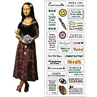 Mona Lisa Quotable Notable - Die Cut Silhouette Greeting Card and Sticker Sheet with Quotes and More - Envelope Included