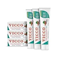 Vicco Vajradanti Herbal Toothpaste | Natural Astringent and Analgesic| Consists of 18 Herbs, 100% Natural, Vegan, and Cruelty-Free | Sugar-Free-(Pack of 3 x 7oz)