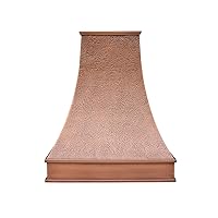 Island Mount Copper Range Hood, Hand-Crafted Copper Range Hood for Kitchen with SUS304 Liner and Baffle Filter, 36