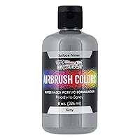 U.S. Art Supply Gray Surface Primer Airbrush Paint, 8 oz - Ready-To-Spray, Water-Based Acrylic Polyurethane - Artist Multi-Surface Priming, Plastic, Metal, Canvas, Wood - Craft, Hobby Model Modeling