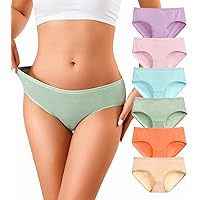 OLIKEME Womens Underwear Cotton Hipster Panties Low Rise No Show Briefs Soft Stretch Breathable Ladies Panties 6 Pack