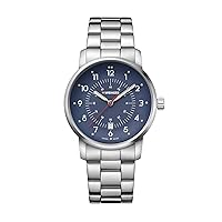 Wenger Herren Armbanduhr Avenue, Wasserdicht 100 m/10 ATM, Ø 42 mm, Analog-Quartz, Edelstahl, Swiss Made, Silver/Blue, Bracelet