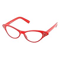 50's Kids Nerd Cat Eye Glasses Girls Costume Children's (Age 3-12) (Red)