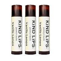 Kind Lips Lip Balm - Nourishing & Moisturizing Lip Care for Dry Lips Made from Shea Butter, Beeswax with Vitamin E | Vanilla Lemon Flavor | 0.15 Ounce (Pack of 3)