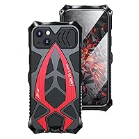 Protective Case for Apple iPhone 14 Phone Cover Built-in Shockproof Metal and Silicone Heavy Duty Phone Cover - Red
