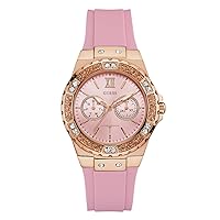 GUESS Womens Analogue Quartz Watch with Silicone Strap W1053L3, Pink, Regular, Bracelet