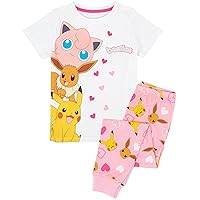 Pokemon Pyjamas Girls Kids Besties Character T-Shirt Trousers Pjs Set