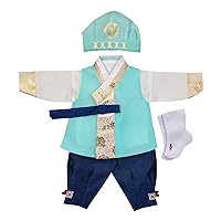 Korean Traditional Clothing Hanbok Boy Baby 1 Age First Birthday Dol Party Celebrations Aqua Mint OSBM03