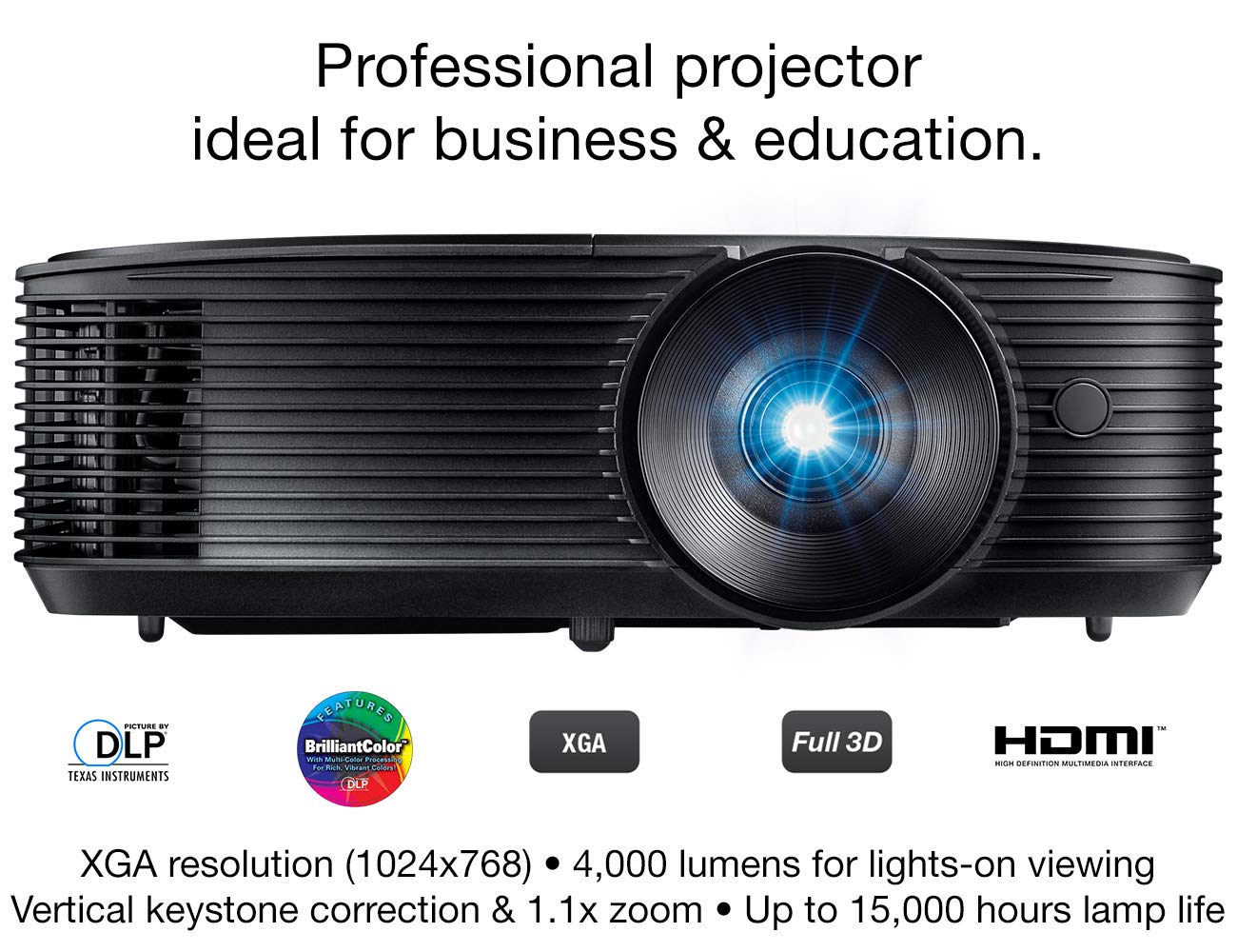 Optoma X400LVe XGA Professional Projector | 4000 Lumens for Lights-on Viewing| Presentations in Classrooms & Meeting Rooms | Up to 15,000 Hour Lamp Life | Speaker Built in