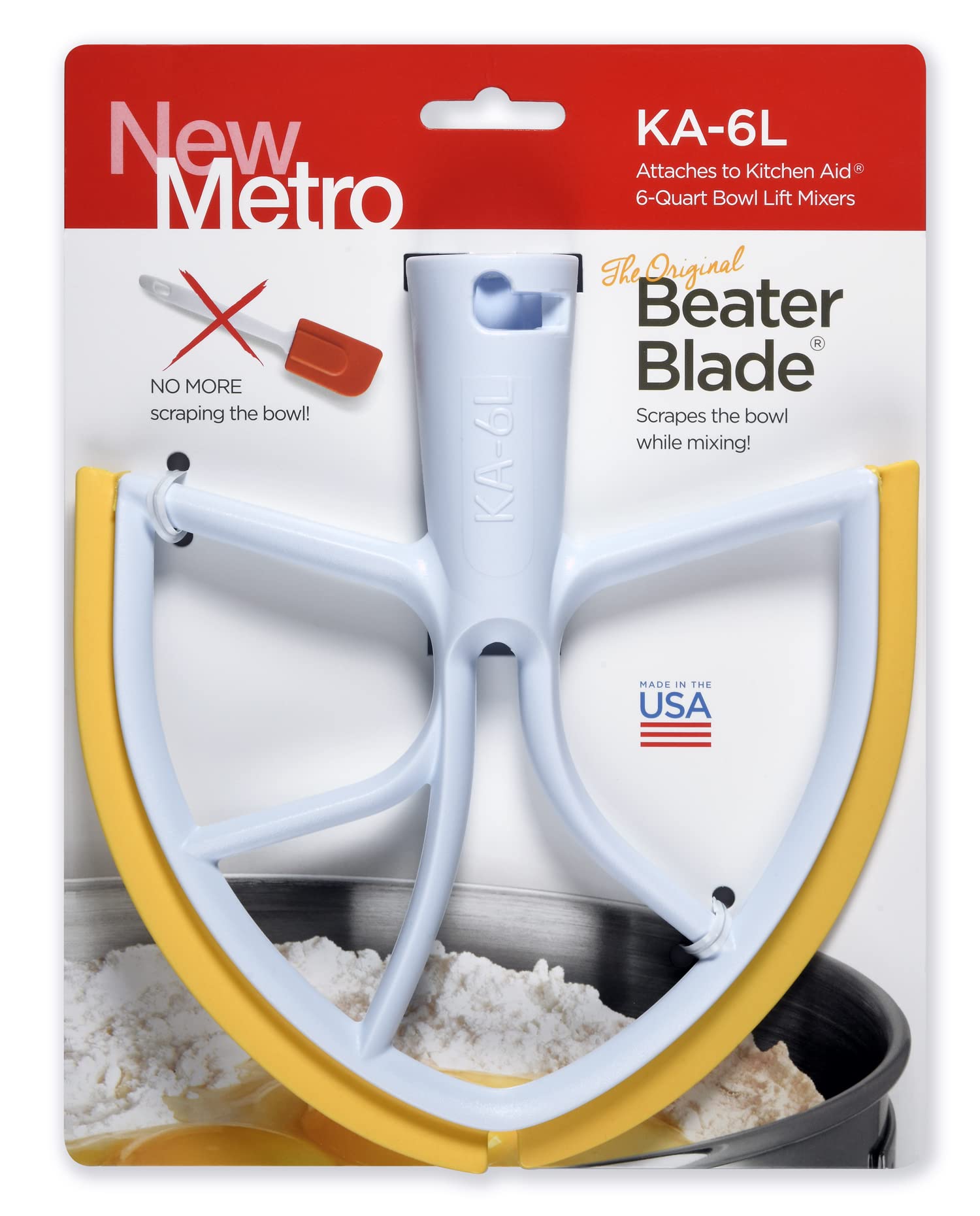 New Metro Design KA-6LY Plastic Beater Blade, Compatible w/KitchenAid 6 and 7 Qt Bowl-Lift Stand Mixers, Yellow