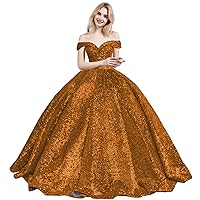 MllesReve Sparkly Quinceanera Dresses Ball Gown Off Shoulder Bling Bling Sequin Puffy Sweet 16 Dresses Long