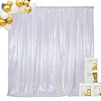 SquarePie Sequin Backdrop Non-Transparent Background Sparkly Curtain for Wedding Party 8FT x 8FT Iridescent