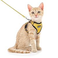 Dooradar Cat Harness and Leash Set, Escape Proof Safe Adjustable Kitten Vest Harnesses for Walking, Easy Control Soft Breathable Mesh Jacket with Reflective Strips for Cats, Yellow, S