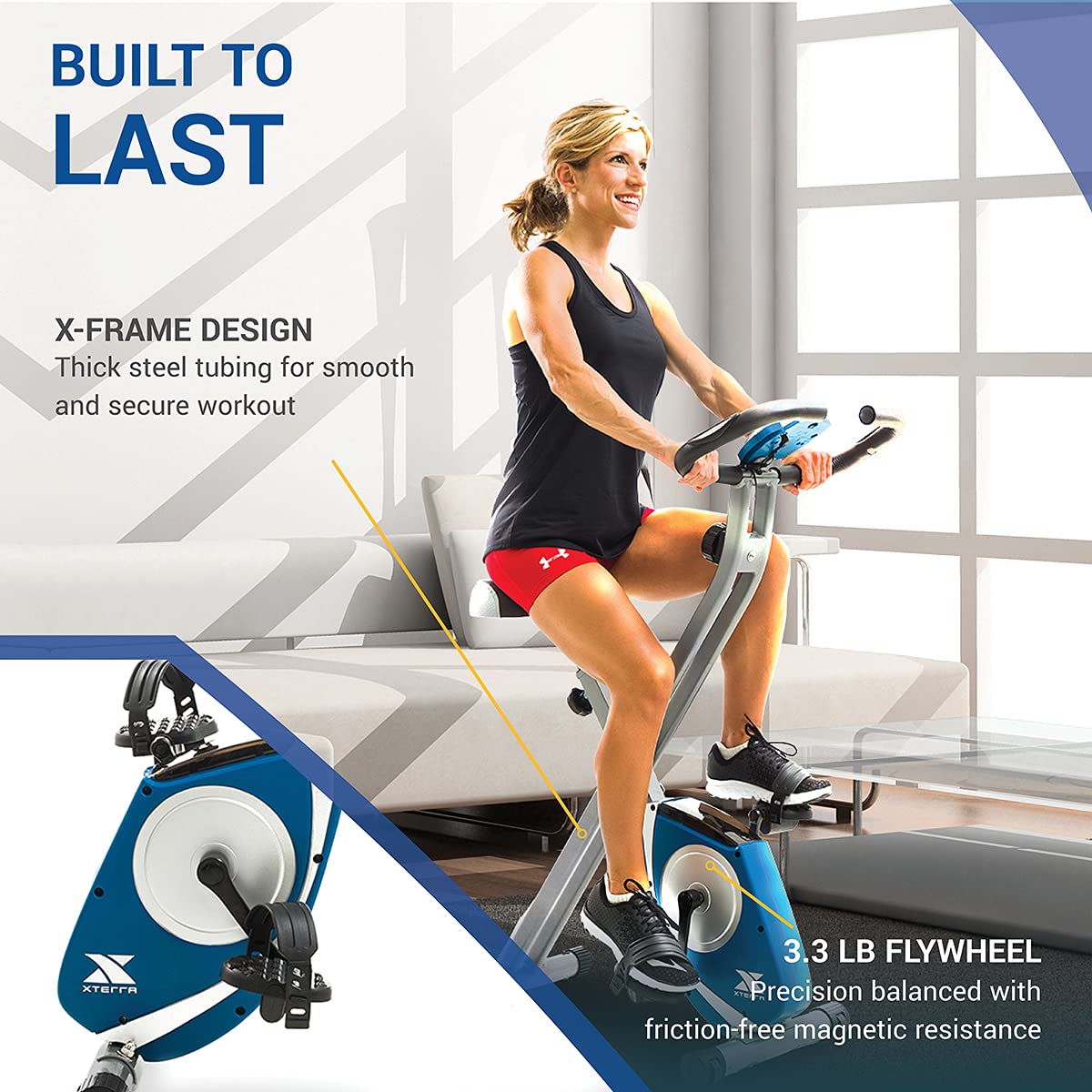 XTERRA Fitness Folding Exercise Bike, 225 LB Weight Capacity