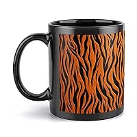 Mugs Large Porcelain Mug Tiger Stripes Orange Ceramic Steeping Mug with Handle Porcelain Coffee Cups Funny Mug Tea Cups with Handle for Men Women