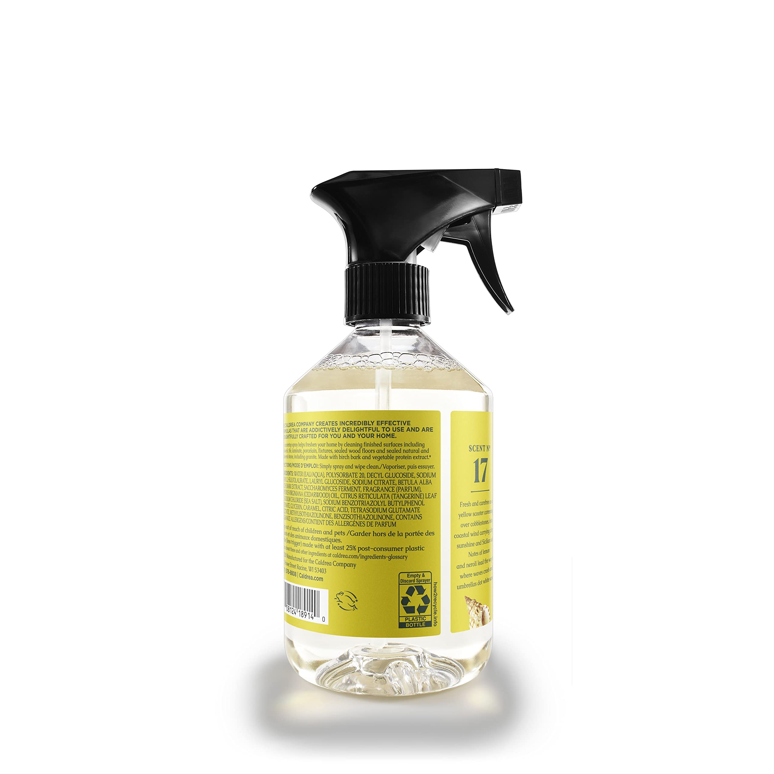 Caldrea Multi-surface Countertop Spray Cleaner, Made with Vegetable Protein Extract, Sea Salt Neroli Scent, 16 oz