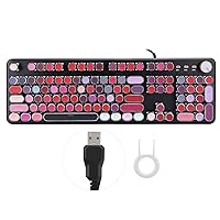 T osuny Wired USB Keyboard, 104-Key Mechanical Feeling Keys Keyboard, Lipstick Mechanical Keyboard, Retro Punk Keyboard,Support for Win ME Win2000 Win XP