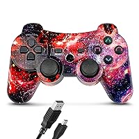 CHENGDAO Controller for PS3, Wireless Controller for Sony PlayStation 3, Remote Control with Double Vibration, Rechargeable Battery, 6-Axis Motion Control & USB Charging Cable
