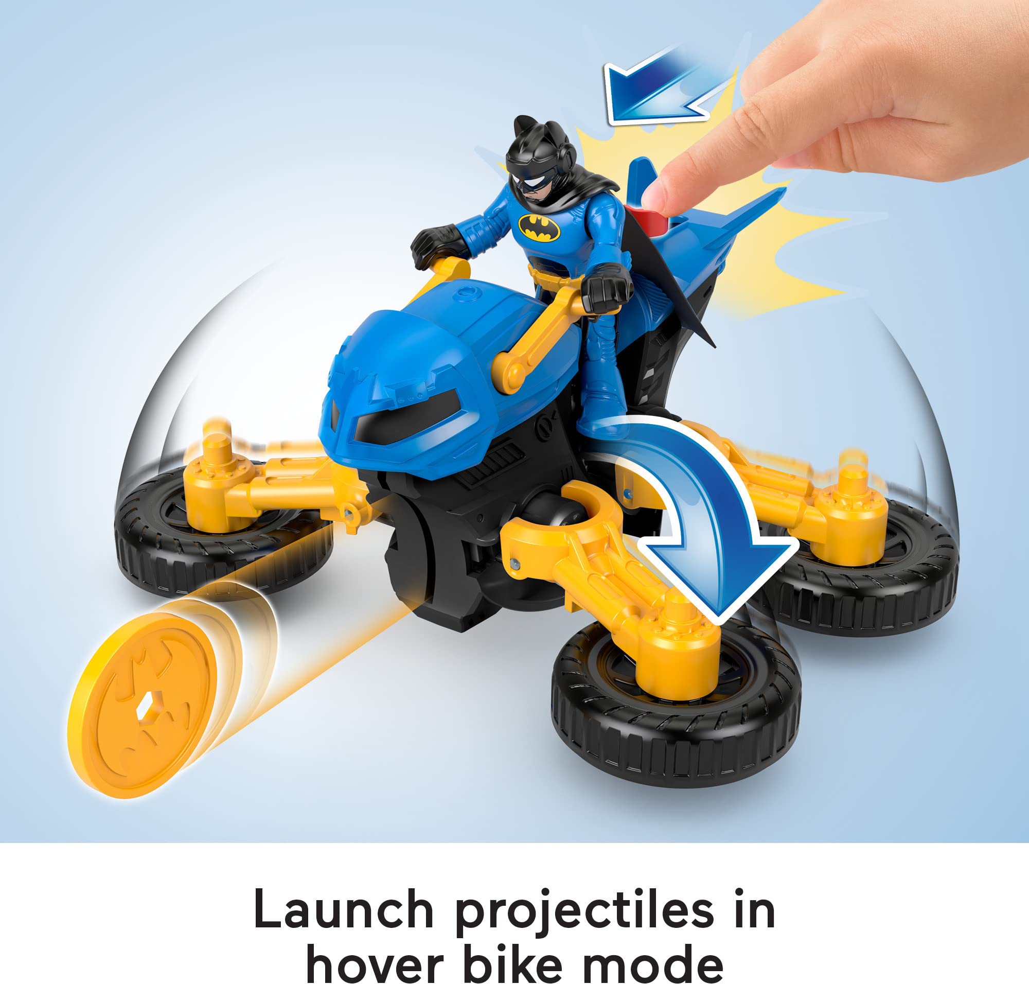 Fisher-Price Imaginext DC Super Friends Batman Toy Poseable Figure & Transforming Batcycle with Projectile Launcher for Preschool Kids Ages 3+ Years