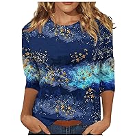 Christmas Sweatshirts For Women, Tops Long Sleeve Shirts Women'S Printed Three Quarter Pullover Tops Regular Casual Womens Winter Fashion 2023 Plus Size Ugly Sweaters Shirts (XL, Royal Blue)