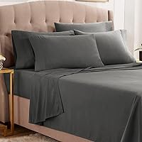 Empyrean Full Sheets Set - 110 GSM 6 Piece Bed Sheets for Full Size Bed, Double Brushed Full Size Sheets, Hotel Luxury Sheets, Soft Bedding Sheets & Pillowcases - Charcoal Gray