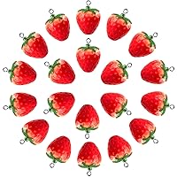 OIIKI 3D Red Strawberry Pendants, Resin Strawberry Beads with Green Leaf Fruit Hanging Pendant DIY Crafts Supplies Decoration Accessories for Jewelry Making Necklaces Earrings Keychain