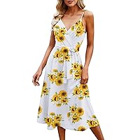 Summer Dresses for Women 2024 Plus Size Curvy Floral Casual Dresses Spring Sleeveless Beach Boho Tank Dress Fashion