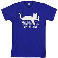 Threadrock Men's Want to Drink Wine and Pet Cat T-Shirt