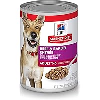 Hill's Science Diet Wet Dog Food, Adult 1-6, Beef & Barley Entrée, 13 Ounce (Pack of 12)