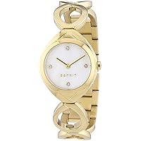 Esprit Audrey Women's Quartz Watch with White Dial Analogue Display and Gold Stainless Steel Bracelet ES108072002