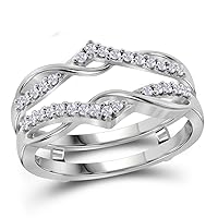 10K White Gold Diamond Wrap Ring Guard Enhancer Wedding Band 1/4 Ctw.