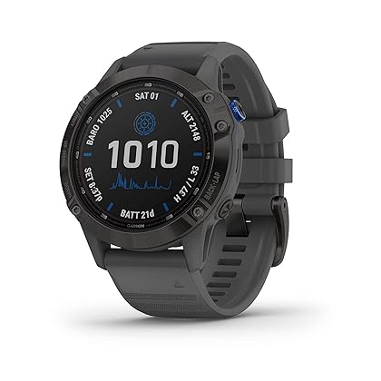 Garmin Fenix 6 Pro Solar (GPS,1.4 inches) Solar-Powered Multisport, Advanced Training Features and Data, Black with Slate Gray Band (Renewed)