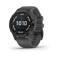 Garmin Fenix 6 Pro Solar (GPS,1.4 inches) Solar-Powered Multisport, Advanced Training Features and Data, Black with Slate Gray Band (Renewed)
