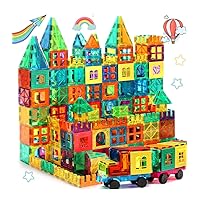 Magnetic Tiles Building Blocks - 100pcs Advanced Set, STEM Toys for 3+ Year Old Boys and Girls Learning by Playing Montessori Toys Toddler Kids Activities Games Christmas New Year Gifts